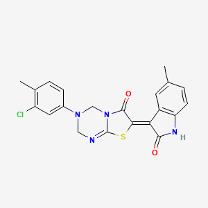 (7Z)-3-(3-chloro-4-methylphenyl)-7-(5-methyl-2-oxo-1,2-dihydro-3H-indol-3-ylidene)-3,4-dihydro-2H-[1,3]thiazolo[3,2-a][1,3,5]triazin-6(7H)-one