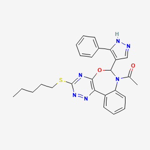 1-[3-(pentylsulfanyl)-6-(3-phenyl-1H-pyrazol-4-yl)[1,2,4]triazino[5,6-d][3,1]benzoxazepin-7(6H)-yl]ethanone