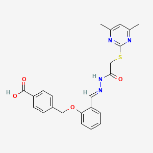 molecular formula C23H22N4O4S B11612274 4-({2-[(E)-(2-{[(4,6-dimethylpyrimidin-2-yl)sulfanyl]acetyl}hydrazinylidene)methyl]phenoxy}methyl)benzoic acid 