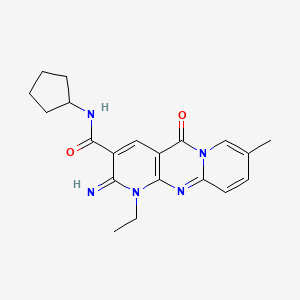 N-cyclopentyl-7-ethyl-6-imino-13-methyl-2-oxo-1,7,9-triazatricyclo[8.4.0.03,8]tetradeca-3(8),4,9,11,13-pentaene-5-carboxamide