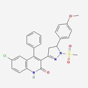 molecular formula C26H22ClN3O4S B11612298 6-chloro-3-[5-(4-methoxyphenyl)-1-(methylsulfonyl)-4,5-dihydro-1H-pyrazol-3-yl]-4-phenylquinolin-2-ol 