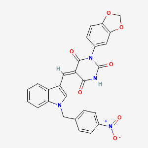 (5E)-1-(1,3-benzodioxol-5-yl)-5-{[1-(4-nitrobenzyl)-1H-indol-3-yl]methylidene}pyrimidine-2,4,6(1H,3H,5H)-trione