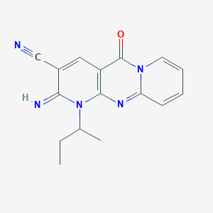 molecular formula C16H15N5O B11612311 7-butan-2-yl-6-imino-2-oxo-1,7,9-triazatricyclo[8.4.0.03,8]tetradeca-3(8),4,9,11,13-pentaene-5-carbonitrile 