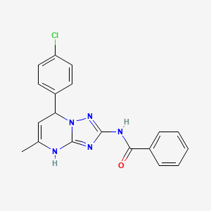 molecular formula C19H16ClN5O B11612329 N-[7-(4-chlorophenyl)-5-methyl-3,7-dihydro[1,2,4]triazolo[1,5-a]pyrimidin-2-yl]benzamide 