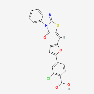 molecular formula C21H11ClN2O4S B11612348 2-chloro-4-{5-[(E)-(3-oxo[1,3]thiazolo[3,2-a]benzimidazol-2(3H)-ylidene)methyl]furan-2-yl}benzoic acid 