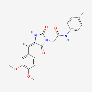 molecular formula C21H21N3O5 B11612373 2-[(4E)-4-[(3,4-dimethoxyphenyl)methylidene]-2,5-dioxoimidazolidin-1-yl]-N-(4-methylphenyl)acetamide 