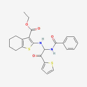 molecular formula C24H24N2O4S2 B11612392 Ethyl 2-({2-oxo-1-[(phenylcarbonyl)amino]-2-(thiophen-2-yl)ethyl}amino)-4,5,6,7-tetrahydro-1-benzothiophene-3-carboxylate 