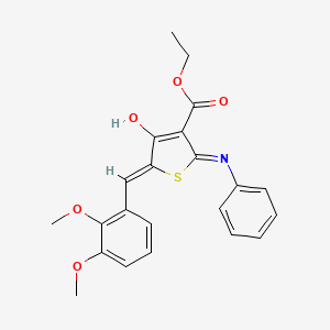 molecular formula C22H21NO5S B11612445 ethyl (5Z)-5-(2,3-dimethoxybenzylidene)-4-oxo-2-(phenylamino)-4,5-dihydrothiophene-3-carboxylate 