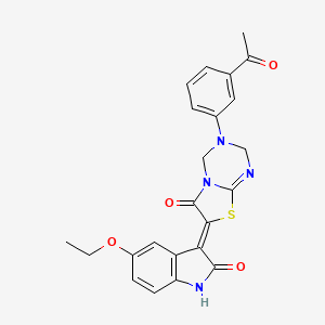 molecular formula C23H20N4O4S B11612465 (7Z)-3-(3-acetylphenyl)-7-(5-ethoxy-2-oxo-1,2-dihydro-3H-indol-3-ylidene)-3,4-dihydro-2H-[1,3]thiazolo[3,2-a][1,3,5]triazin-6(7H)-one 