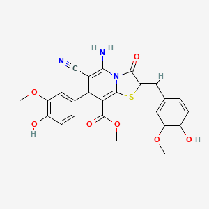 methyl (2Z)-5-amino-6-cyano-2-(4-hydroxy-3-methoxybenzylidene)-7-(4-hydroxy-3-methoxyphenyl)-3-oxo-2,3-dihydro-7H-[1,3]thiazolo[3,2-a]pyridine-8-carboxylate