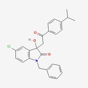 molecular formula C26H24ClNO3 B11612488 1-benzyl-5-chloro-3-hydroxy-3-{2-oxo-2-[4-(propan-2-yl)phenyl]ethyl}-1,3-dihydro-2H-indol-2-one 