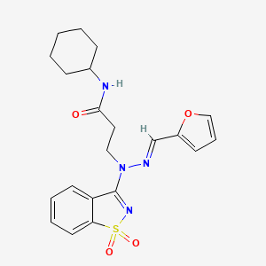 N-cyclohexyl-3-[(2E)-1-(1,1-dioxido-1,2-benzisothiazol-3-yl)-2-(2-furylmethylene)hydrazino]propanamide