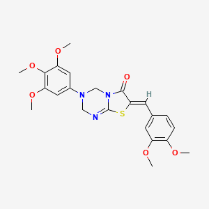 (7Z)-7-(3,4-dimethoxybenzylidene)-3-(3,4,5-trimethoxyphenyl)-3,4-dihydro-2H-[1,3]thiazolo[3,2-a][1,3,5]triazin-6(7H)-one