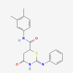 molecular formula C19H19N3O2S B11612629 N-(3,4-dimethylphenyl)-4-oxo-2-(phenylamino)-5,6-dihydro-4H-1,3-thiazine-6-carboxamide 