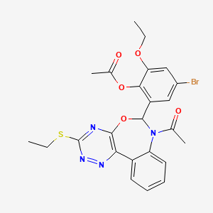 2-[7-Acetyl-3-(ethylsulfanyl)-6,7-dihydro[1,2,4]triazino[5,6-d][3,1]benzoxazepin-6-yl]-4-bromo-6-ethoxyphenyl acetate