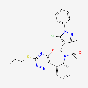 1-[6-(5-chloro-3-methyl-1-phenyl-1H-pyrazol-4-yl)-3-(prop-2-en-1-ylsulfanyl)[1,2,4]triazino[5,6-d][3,1]benzoxazepin-7(6H)-yl]ethanone