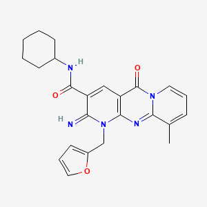 N-cyclohexyl-7-(furan-2-ylmethyl)-6-imino-11-methyl-2-oxo-1,7,9-triazatricyclo[8.4.0.03,8]tetradeca-3(8),4,9,11,13-pentaene-5-carboxamide