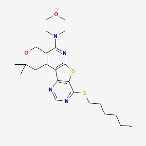 13-hexylsulfanyl-4,4-dimethyl-8-morpholin-4-yl-5-oxa-11-thia-9,14,16-triazatetracyclo[8.7.0.02,7.012,17]heptadeca-1(10),2(7),8,12(17),13,15-hexaene