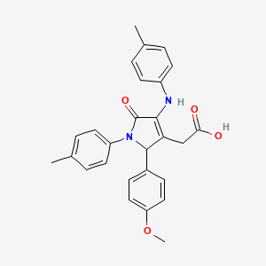 molecular formula C27H26N2O4 B11612710 {2-(4-methoxyphenyl)-1-(4-methylphenyl)-4-[(4-methylphenyl)amino]-5-oxo-2,5-dihydro-1H-pyrrol-3-yl}acetic acid 