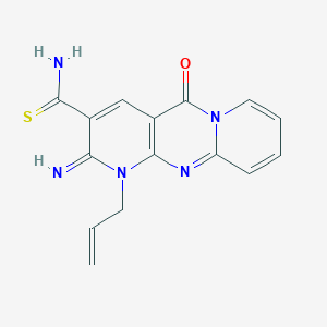 molecular formula C15H13N5OS B11612715 6-imino-2-oxo-7-prop-2-enyl-1,7,9-triazatricyclo[8.4.0.03,8]tetradeca-3(8),4,9,11,13-pentaene-5-carbothioamide CAS No. 617697-26-4