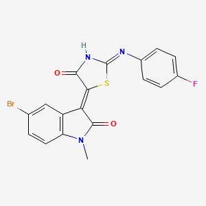 molecular formula C18H11BrFN3O2S B11612716 (3Z)-5-bromo-3-{(2Z)-2-[(4-fluorophenyl)imino]-4-oxo-1,3-thiazolidin-5-ylidene}-1-methyl-1,3-dihydro-2H-indol-2-one 