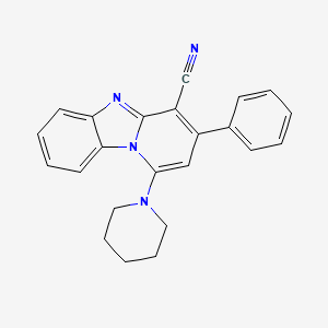 molecular formula C23H20N4 B11612746 3-Phenyl-1-(piperidin-1-yl)pyrido[1,2-a]benzimidazole-4-carbonitrile 