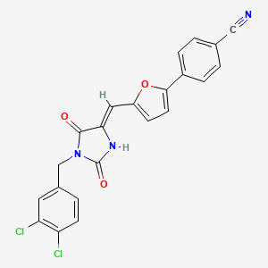 molecular formula C22H13Cl2N3O3 B11612762 4-(5-{(Z)-[1-(3,4-dichlorobenzyl)-2,5-dioxoimidazolidin-4-ylidene]methyl}furan-2-yl)benzonitrile 