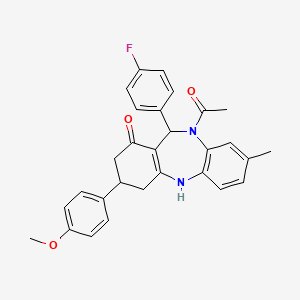 1-[11-(4-fluorophenyl)-1-hydroxy-3-(4-methoxyphenyl)-8-methyl-2,3,4,11-tetrahydro-10H-dibenzo[b,e][1,4]diazepin-10-yl]ethanone