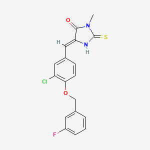 (5Z)-5-{3-chloro-4-[(3-fluorobenzyl)oxy]benzylidene}-3-methyl-2-thioxoimidazolidin-4-one