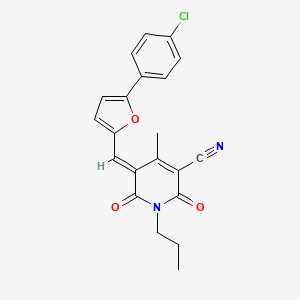 molecular formula C21H17ClN2O3 B11612805 (5E)-5-{[5-(4-chlorophenyl)furan-2-yl]methylidene}-4-methyl-2,6-dioxo-1-propyl-1,2,5,6-tetrahydropyridine-3-carbonitrile 