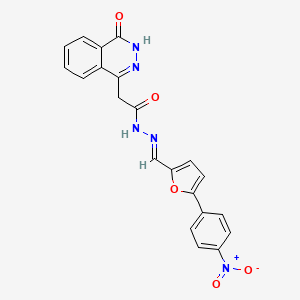 molecular formula C21H15N5O5 B11612812 N'-[(E)-[5-(4-Nitrophenyl)furan-2-YL]methylidene]-2-(4-oxo-3,4-dihydrophthalazin-1-YL)acetohydrazide 