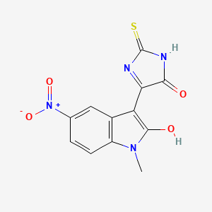 (3Z)-1-methyl-5-nitro-3-(5-oxo-2-thioxoimidazolidin-4-ylidene)-1,3-dihydro-2H-indol-2-one