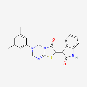 (7Z)-3-(3,5-dimethylphenyl)-7-(2-oxo-1,2-dihydro-3H-indol-3-ylidene)-3,4-dihydro-2H-[1,3]thiazolo[3,2-a][1,3,5]triazin-6(7H)-one