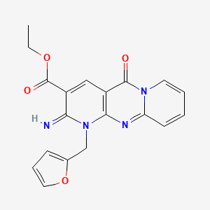 molecular formula C19H16N4O4 B11612845 ethyl 7-(furan-2-ylmethyl)-6-imino-2-oxo-1,7,9-triazatricyclo[8.4.0.03,8]tetradeca-3(8),4,9,11,13-pentaene-5-carboxylate 