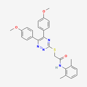 molecular formula C27H26N4O3S B11612923 2-{[5,6-bis(4-methoxyphenyl)-1,2,4-triazin-3-yl]sulfanyl}-N-(2,6-dimethylphenyl)acetamide 