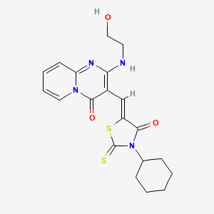 3-[(Z)-(3-cyclohexyl-4-oxo-2-thioxo-1,3-thiazolidin-5-ylidene)methyl]-2-[(2-hydroxyethyl)amino]-4H-pyrido[1,2-a]pyrimidin-4-one