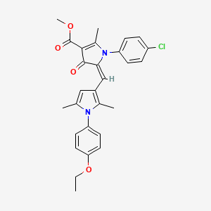 molecular formula C28H27ClN2O4 B11612987 methyl (5E)-1-(4-chlorophenyl)-5-{[1-(4-ethoxyphenyl)-2,5-dimethyl-1H-pyrrol-3-yl]methylidene}-2-methyl-4-oxo-4,5-dihydro-1H-pyrrole-3-carboxylate 