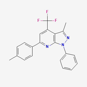 molecular formula C21H16F3N3 B11613002 3-methyl-6-(4-methylphenyl)-1-phenyl-4-(trifluoromethyl)-1H-pyrazolo[3,4-b]pyridine 