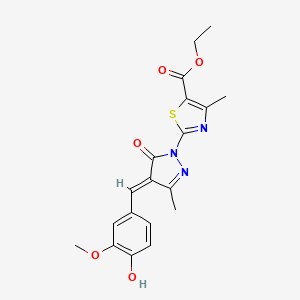 ethyl 2-[(4E)-4-(4-hydroxy-3-methoxybenzylidene)-3-methyl-5-oxo-4,5-dihydro-1H-pyrazol-1-yl]-4-methyl-1,3-thiazole-5-carboxylate