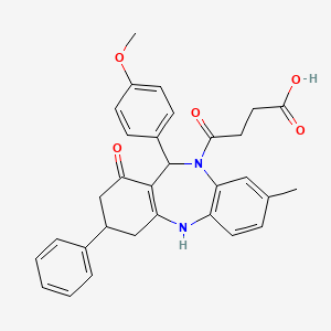 4-[1-hydroxy-11-(4-methoxyphenyl)-8-methyl-3-phenyl-2,3,4,11-tetrahydro-10H-dibenzo[b,e][1,4]diazepin-10-yl]-4-oxobutanoic acid