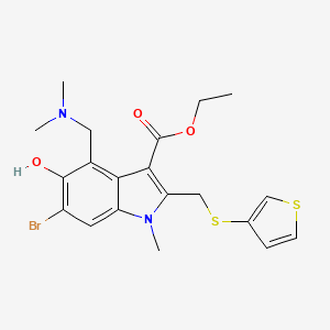 ethyl 6-bromo-4-[(dimethylamino)methyl]-5-hydroxy-1-methyl-2-[(thiophen-3-ylsulfanyl)methyl]-1H-indole-3-carboxylate