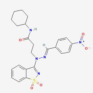 N-cyclohexyl-3-[(2E)-1-(1,1-dioxido-1,2-benzisothiazol-3-yl)-2-(4-nitrobenzylidene)hydrazino]propanamide