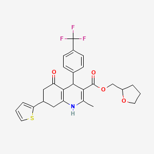 Tetrahydrofuran-2-ylmethyl 2-methyl-5-oxo-7-(thiophen-2-yl)-4-[4-(trifluoromethyl)phenyl]-1,4,5,6,7,8-hexahydroquinoline-3-carboxylate