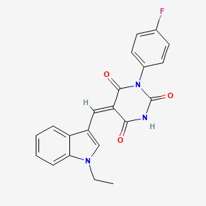 (5E)-5-[(1-ethyl-1H-indol-3-yl)methylidene]-1-(4-fluorophenyl)pyrimidine-2,4,6(1H,3H,5H)-trione