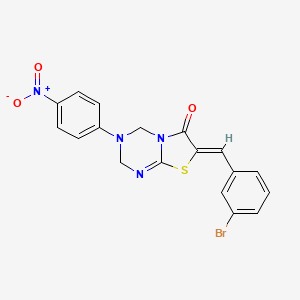 molecular formula C18H13BrN4O3S B11613129 (7Z)-7-(3-bromobenzylidene)-3-(4-nitrophenyl)-3,4-dihydro-2H-[1,3]thiazolo[3,2-a][1,3,5]triazin-6(7H)-one 