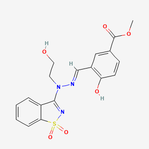 methyl 3-{(E)-[2-(1,1-dioxido-1,2-benzothiazol-3-yl)-2-(2-hydroxyethyl)hydrazinylidene]methyl}-4-hydroxybenzoate