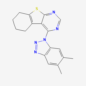 molecular formula C18H17N5S B11613534 4-(5,6-dimethyl-1H-benzotriazol-1-yl)-5,6,7,8-tetrahydro[1]benzothieno[2,3-d]pyrimidine 