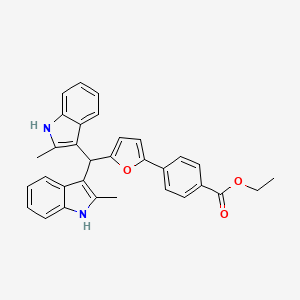 molecular formula C32H28N2O3 B11613595 ethyl 4-{5-[bis(2-methyl-1H-indol-3-yl)methyl]furan-2-yl}benzoate 