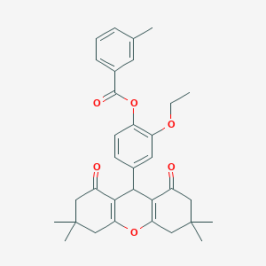 2-ethoxy-4-(3,3,6,6-tetramethyl-1,8-dioxo-2,3,4,5,6,7,8,9-octahydro-1H-xanthen-9-yl)phenyl 3-methylbenzoate