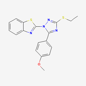 molecular formula C18H16N4OS2 B11613654 2-[3-(ethylsulfanyl)-5-(4-methoxyphenyl)-1H-1,2,4-triazol-1-yl]-1,3-benzothiazole 